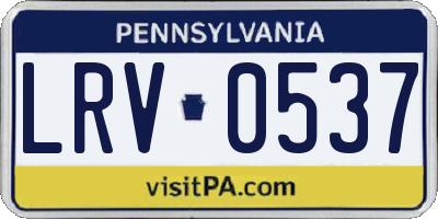 PA license plate LRV0537