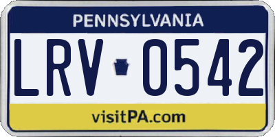 PA license plate LRV0542