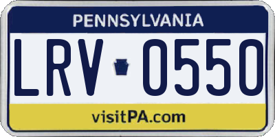 PA license plate LRV0550
