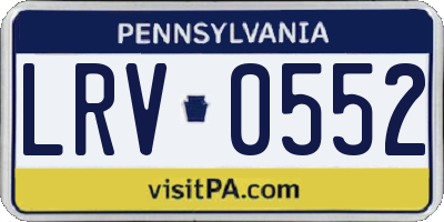 PA license plate LRV0552