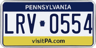 PA license plate LRV0554