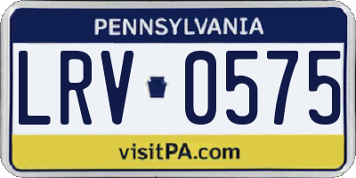 PA license plate LRV0575