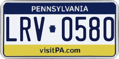 PA license plate LRV0580
