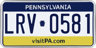 PA license plate LRV0581