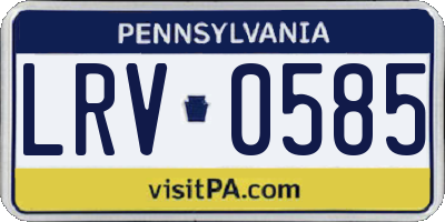 PA license plate LRV0585