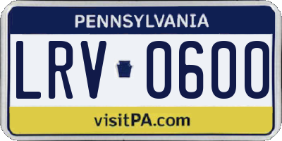 PA license plate LRV0600