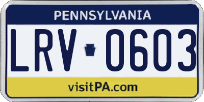 PA license plate LRV0603