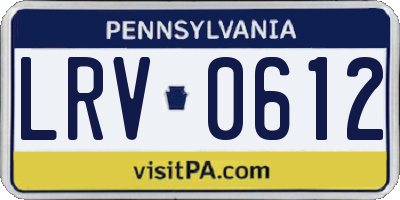 PA license plate LRV0612