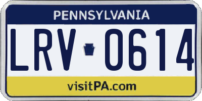 PA license plate LRV0614