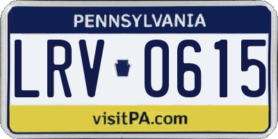 PA license plate LRV0615