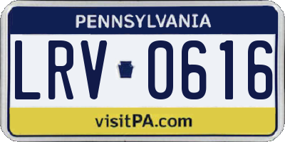 PA license plate LRV0616