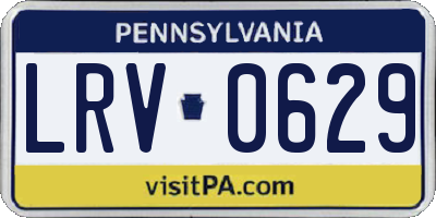 PA license plate LRV0629