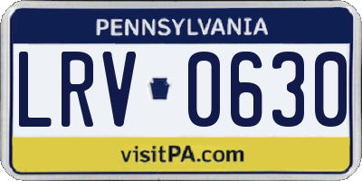 PA license plate LRV0630