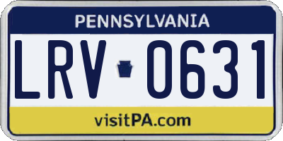 PA license plate LRV0631