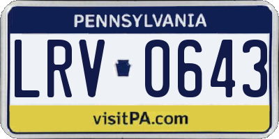PA license plate LRV0643