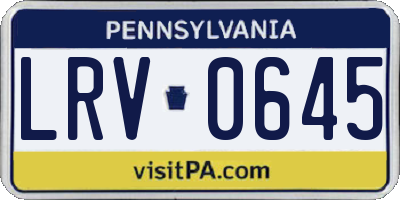 PA license plate LRV0645