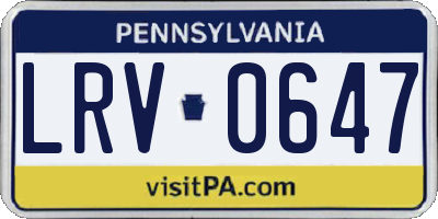 PA license plate LRV0647