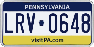 PA license plate LRV0648