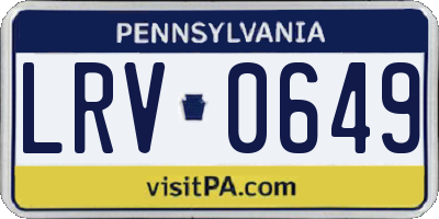 PA license plate LRV0649