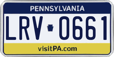 PA license plate LRV0661