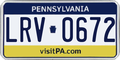 PA license plate LRV0672