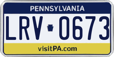 PA license plate LRV0673