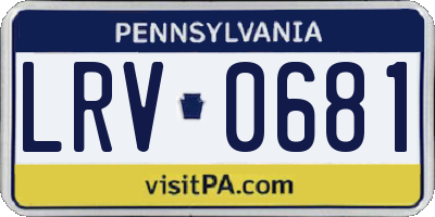 PA license plate LRV0681