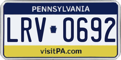 PA license plate LRV0692