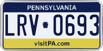 PA license plate LRV0693