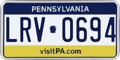 PA license plate LRV0694