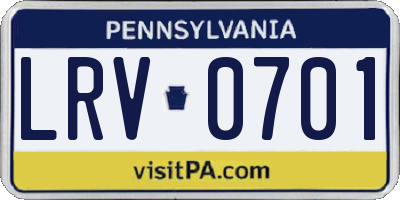 PA license plate LRV0701