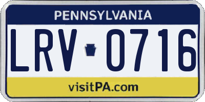 PA license plate LRV0716