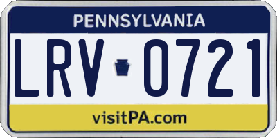 PA license plate LRV0721