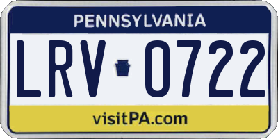 PA license plate LRV0722