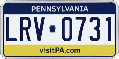 PA license plate LRV0731