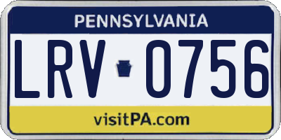 PA license plate LRV0756