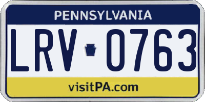 PA license plate LRV0763