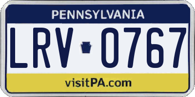 PA license plate LRV0767