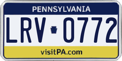 PA license plate LRV0772