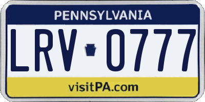 PA license plate LRV0777