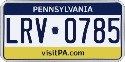 PA license plate LRV0785
