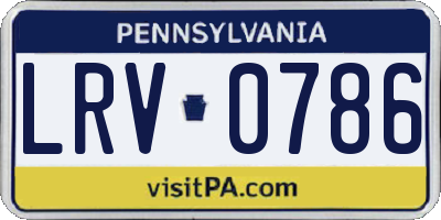 PA license plate LRV0786