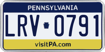 PA license plate LRV0791
