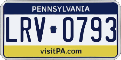 PA license plate LRV0793
