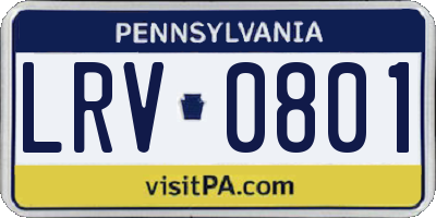 PA license plate LRV0801