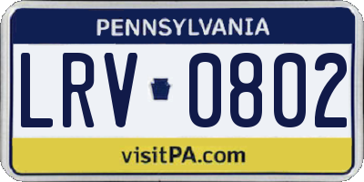 PA license plate LRV0802