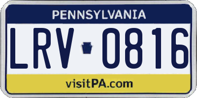 PA license plate LRV0816