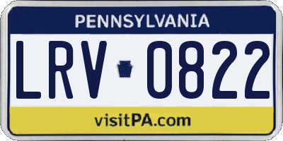 PA license plate LRV0822