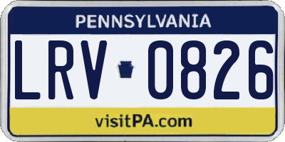 PA license plate LRV0826