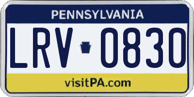 PA license plate LRV0830